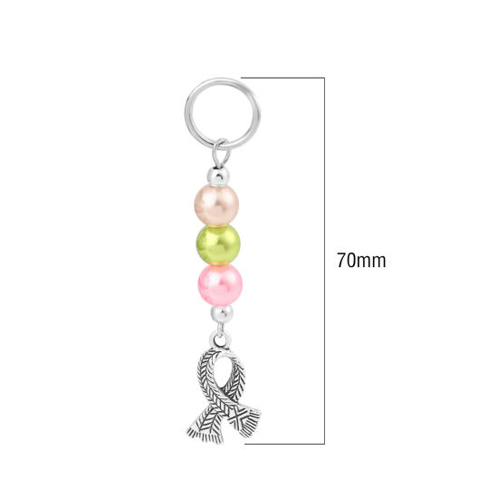 Image de Marqueur de Maille en Alliage de Zinc+Acrylique Echarpes Argent Vieilli Couleur au Hasard 70mm x 17mm, 10 Pcs
