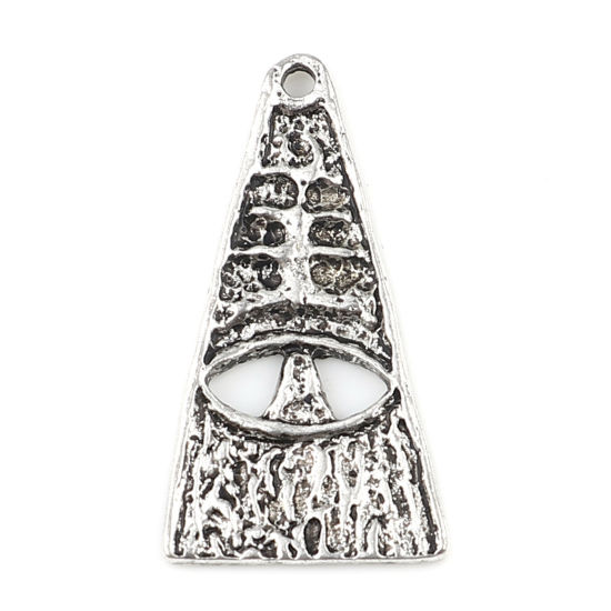 Bild von Zinklegierung Anhänger Dreieck Antiksilber 30mm x 16mm, 20 Stück