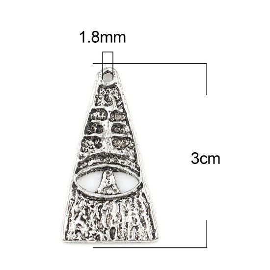 Bild von Zinklegierung Anhänger Dreieck Antiksilber 30mm x 16mm, 20 Stück