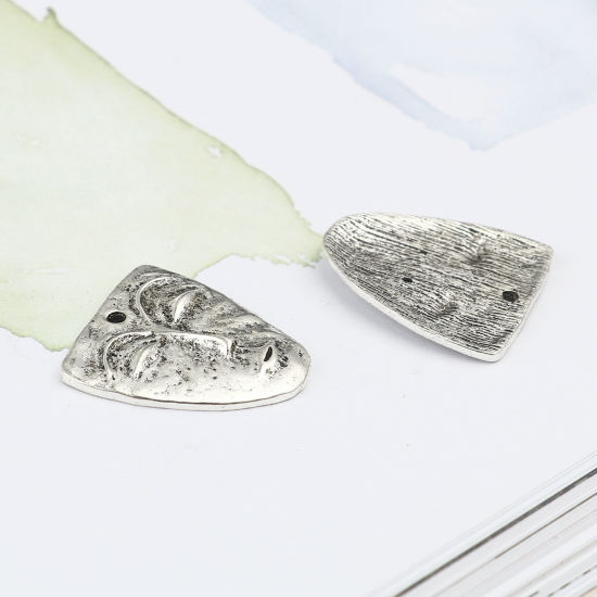 Bild von Zinklegierung Charms Gesicht Antiksilber Maske 25mm x 24mm, 10 Stück