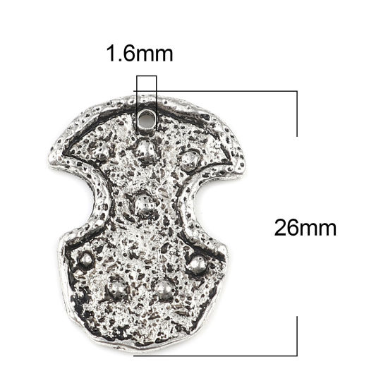 Bild von Zinklegierung Charms Unregelmäßig Antiksilber 26mm x 19mm, 10 Stück