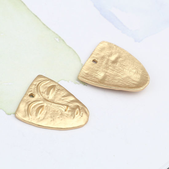 Bild von Zinklegierung Charms Gesicht Matt Gold Maske 25mm x 24mm, 5 Stück