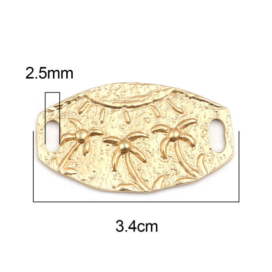 Image de Connecteurs Maya en Alliage de Zinc Ovale Or Mat Cocotier 34mm x 20mm, 5 Pcs