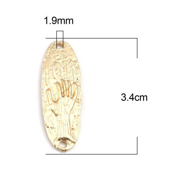 Image de Connecteurs Maya en Alliage de Zinc Ovale Or Mat Main 34mm x 12mm, 5 Pcs