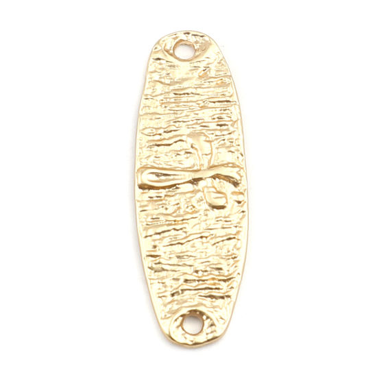 Image de Connecteurs Religieux Maya en Alliage de Zinc Ovale Or Mat Croix 33mm x 11mm, 5 Pcs