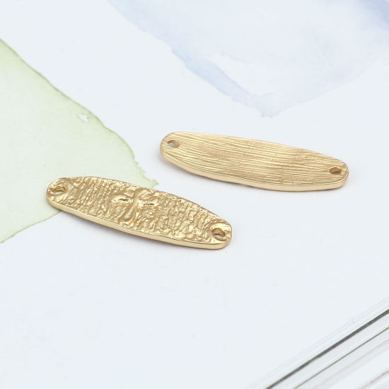 Image de Connecteurs Religieux Maya en Alliage de Zinc Ovale Or Mat Croix 33mm x 11mm, 5 Pcs