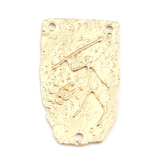 Image de Connecteurs Maya en Alliage de Zinc Géométrique Or Mat Personnes 33mm x 20mm, 5 Pcs