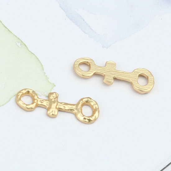 Image de Connecteurs Religieux Maya en Alliage de Zinc Annulaire Or Mat Croix 30mm x 11mm, 5 Pcs