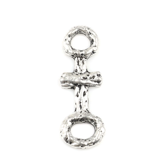 Image de Connecteurs Religieux Maya en Alliage de Zinc Annulaire Argent Vieilli Croix 30mm x 11mm, 20 Pcs
