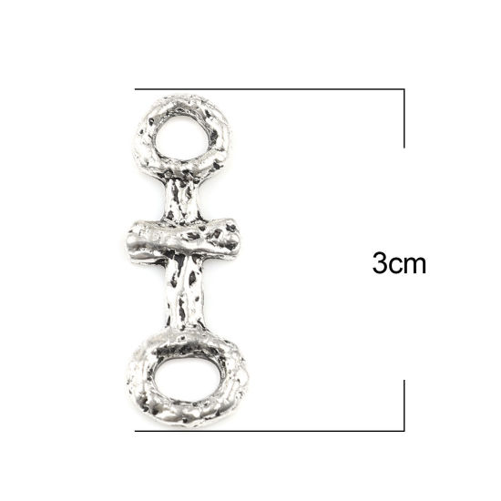 Image de Connecteurs Religieux Maya en Alliage de Zinc Annulaire Argent Vieilli Croix 30mm x 11mm, 20 Pcs