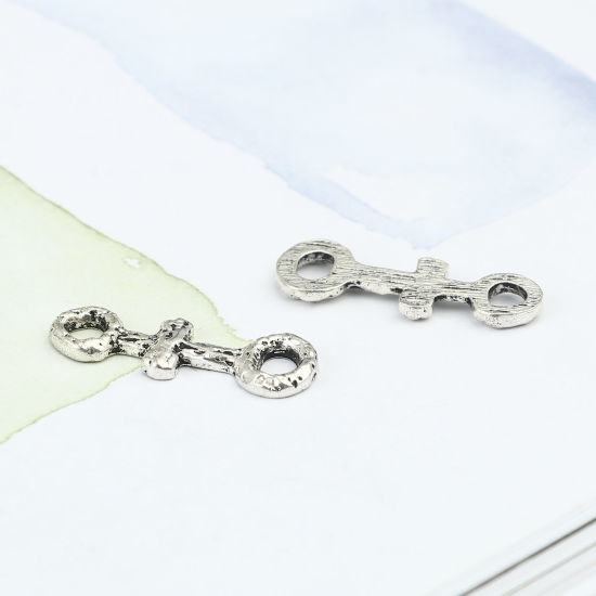 Image de Connecteurs Religieux Maya en Alliage de Zinc Annulaire Argent Vieilli Croix 30mm x 11mm, 20 Pcs