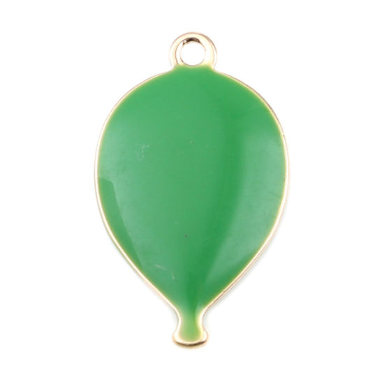 Image de Breloques Sequins Emaillés Double Face en Laiton Goutte d'Eau Doré Vert 17mm x 10mm, 10 Pcs