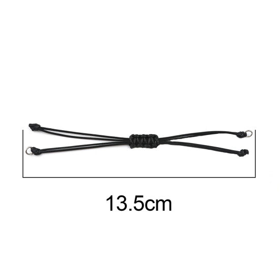 Image de Bracelets Semi-finis pour la Fabrication de Bijoux Faits à la Main Accessoires Tressé en Polyester Argent Mat Noir Réglable 13.5cm long, 5 Pièces