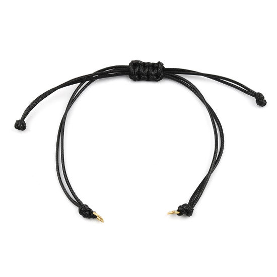 Image de Bracelets Semi-finis pour la Fabrication de Bijoux Faits à la Main Accessoires Tressé en Polyester Doré Noir Réglable 13.5cm long, 5 Pièces