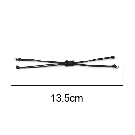 Image de Bracelets Semi-finis pour la Fabrication de Bijoux Faits à la Main Accessoires Tressé en Polyester Doré Noir Réglable 13.5cm long, 5 Pièces