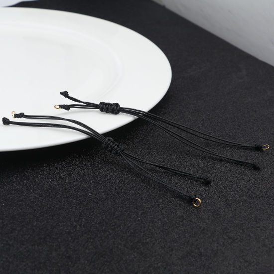 Image de Bracelets Semi-finis pour la Fabrication de Bijoux Faits à la Main Accessoires Tressé en Polyester Doré Noir Réglable 13.5cm long, 5 Pièces