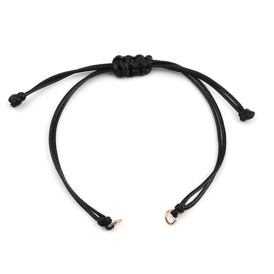 Image de Bracelets Semi-finis pour la Fabrication de Bijoux Faits à la Main Accessoires Tressé en Polyester Or Rose Noir Réglable 13.5cm long, 5 Pièces