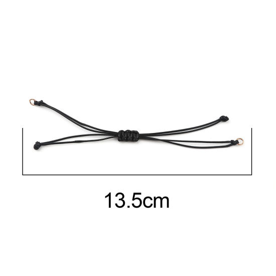 Image de Bracelets Semi-finis pour la Fabrication de Bijoux Faits à la Main Accessoires Tressé en Polyester Or Rose Noir Réglable 13.5cm long, 5 Pièces