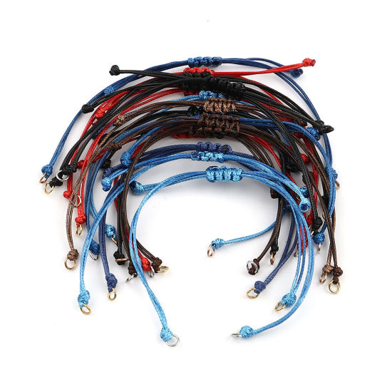 Image de Bracelets Semi-finis pour la Fabrication de Bijoux Faits à la Main Accessoires Tressé en Polyester Or Rose Noir Réglable 13.5cm long, 5 Pièces
