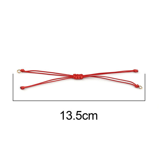 Image de Bracelets Semi-finis pour la Fabrication de Bijoux Faits à la Main Accessoires Tressé en Polyester Doré Rouge Réglable 13.5cm long, 5 Pièces