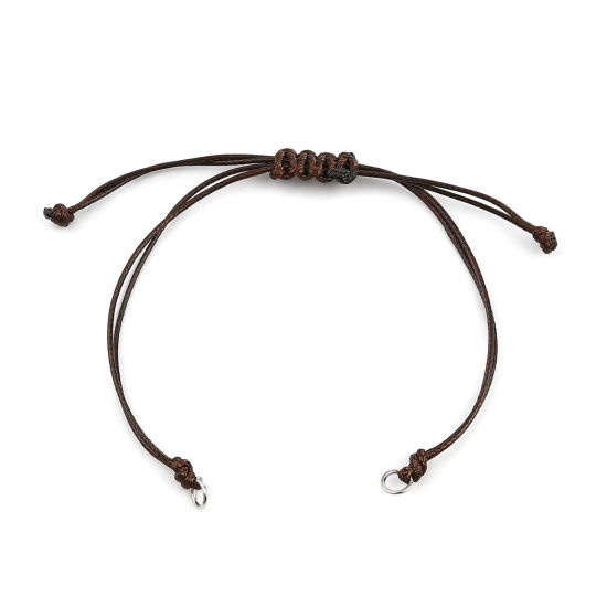 Image de Bracelets Semi-finis pour la Fabrication de Bijoux Faits à la Main Accessoires Tressé en Polyester Argent Mat Brun Réglable 13.5cm long, 5 Pièces