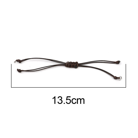 Image de Bracelets Semi-finis pour la Fabrication de Bijoux Faits à la Main Accessoires Tressé en Polyester Argent Mat Brun Réglable 13.5cm long, 5 Pièces