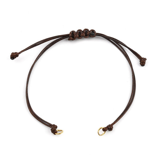 Image de Bracelets Semi-finis pour la Fabrication de Bijoux Faits à la Main Accessoires Tressé en Polyester Doré Brun Réglable 13.5cm long, 5 Pièces