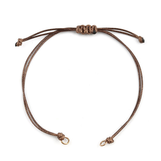 Image de Bracelets Semi-finis pour la Fabrication de Bijoux Faits à la Main Accessoires Tressé en Polyester Or Rose Brun Réglable 13.5cm long, 5 Pièces