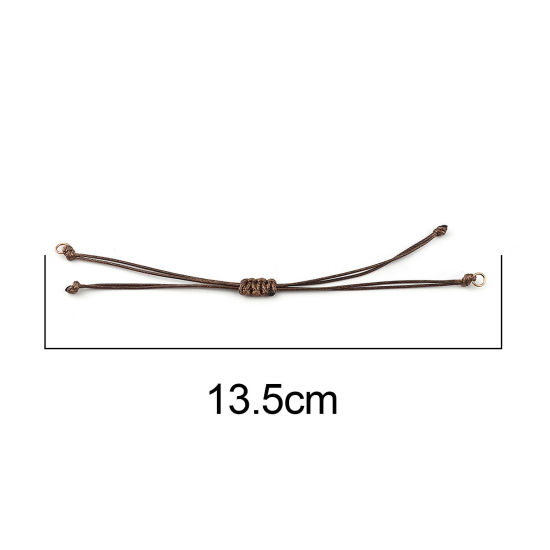 Image de Bracelets Semi-finis pour la Fabrication de Bijoux Faits à la Main Accessoires Tressé en Polyester Or Rose Brun Réglable 13.5cm long, 5 Pièces