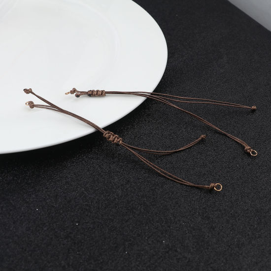 Image de Bracelets Semi-finis pour la Fabrication de Bijoux Faits à la Main Accessoires Tressé en Polyester Or Rose Brun Réglable 13.5cm long, 5 Pièces
