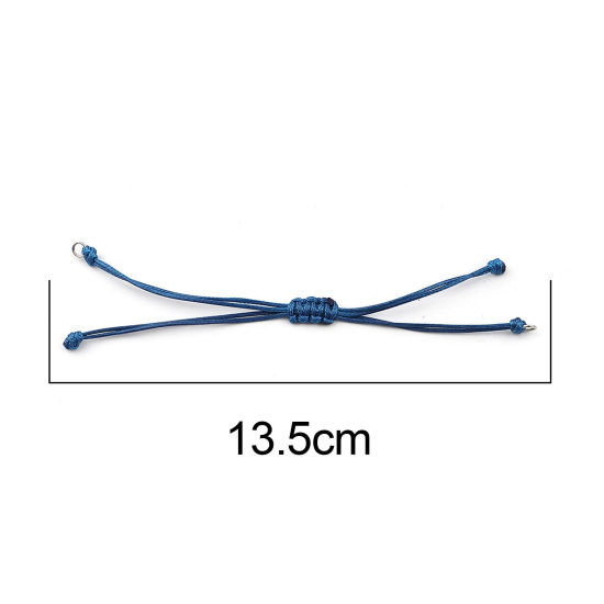 Image de Bracelets Semi-finis pour la Fabrication de Bijoux Faits à la Main Accessoires Tressé en Polyester Argent Mat Bleu Foncé Réglable 13.5cm long, 5 Pièces