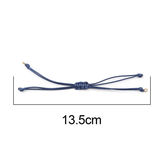 Image de Bracelets Semi-finis pour la Fabrication de Bijoux Faits à la Main Accessoires Tressé en Polyester Doré Bleu Foncé Réglable 13.5cm long, 5 Pièces