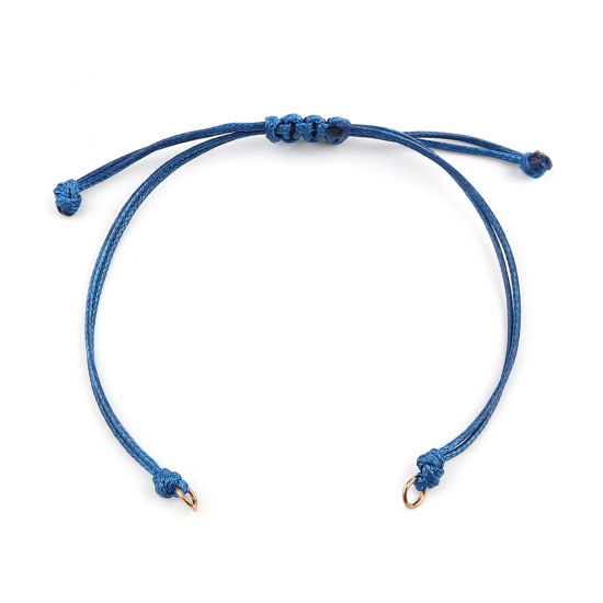 Image de Bracelets Semi-finis pour la Fabrication de Bijoux Faits à la Main Accessoires Tressé en Polyester Or Rose Bleu Foncé Réglable 13.5cm long, 5 Pièces