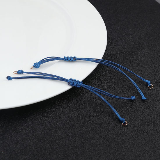 Image de Bracelets Semi-finis pour la Fabrication de Bijoux Faits à la Main Accessoires Tressé en Polyester Or Rose Bleu Foncé Réglable 13.5cm long, 5 Pièces