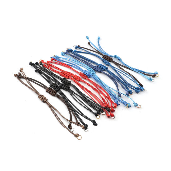 Image de Bracelets Semi-finis pour la Fabrication de Bijoux Faits à la Main Accessoires Tressé en Polyester Or Rose Bleu Foncé Réglable 13.5cm long, 5 Pièces