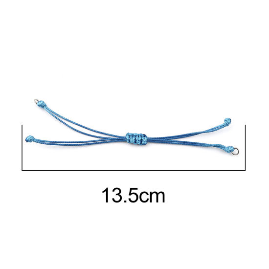 Image de Bracelets Semi-finis pour la Fabrication de Bijoux Faits à la Main Accessoires Tressé en Polyester Argent Mat Bleu Clair Réglable 13.5cm long, 5 Pièces
