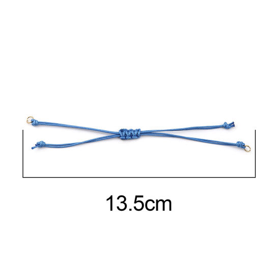Image de Bracelets Semi-finis pour la Fabrication de Bijoux Faits à la Main Accessoires Tressé en Polyester Doré Bleu Clair Réglable 13.5cm long, 5 Pièces