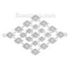 Picture of 304 Stainless Steel Filigree Stamping Connectors Findings Rhombus Silver Tone Flower Pattern Hollow 40mm(1 5/8") x 26mm(1"), 20 PCs