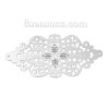 Picture of 304 Stainless Steel Filigree Stamping Connectors Findings Bowknot Silver Tone Pattern Carved Hollow 51mm(2") x 24mm(1"), 20 PCs