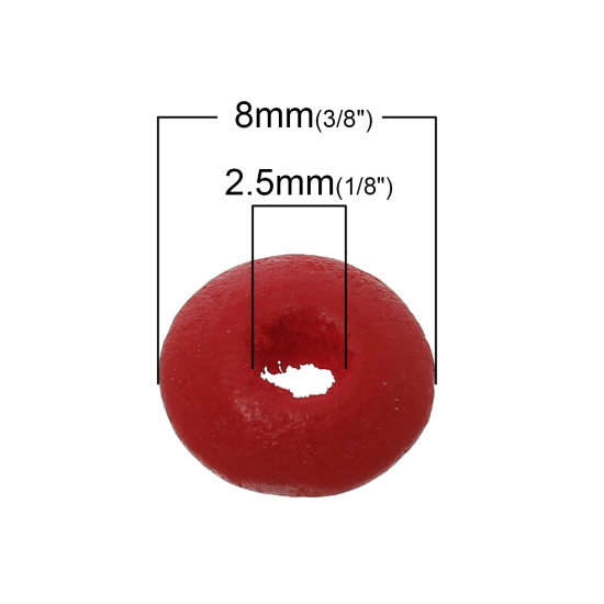 ウッド スペーサ ビーズ 算盤  ランダムな色 約 8mm x 4mm、 穴：約 2.5mm、 1000 個 の画像