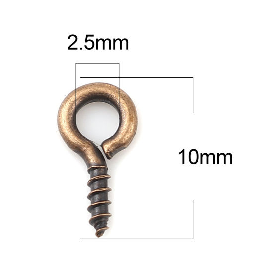 Picture of Iron Based Alloy Screw Eyes Bails Top Drilled Findings Antique Copper 10mm x 5mm, Needle Thickness: 1.5mm, 200 PCs