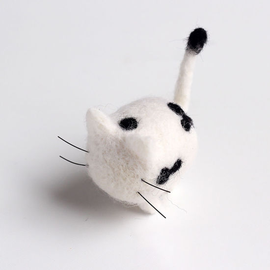 羊毛 ニードルフェルティングウールフェルトツールクラフトアクセサリー 猫 スポット 白 1 セット の画像