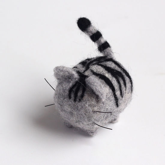 羊毛 ニードルフェルティングウールフェルトツールクラフトアクセサリー 猫 グレー 1 セット の画像