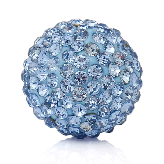 Image de Perle de l'Harmonie Sans Trou pour Pendentif Bola de Grossesse en Pâte Polymère Rond à Strass Fuchsia 16mm Dia, 1 Pièce