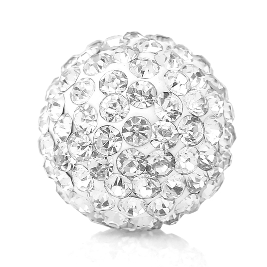 Image de Perle de l'Harmonie Sans Trou pour Pendentif Bola de Grossesse en Pâte Polymère Rond à Strass Fuchsia 16mm Dia, 1 Pièce