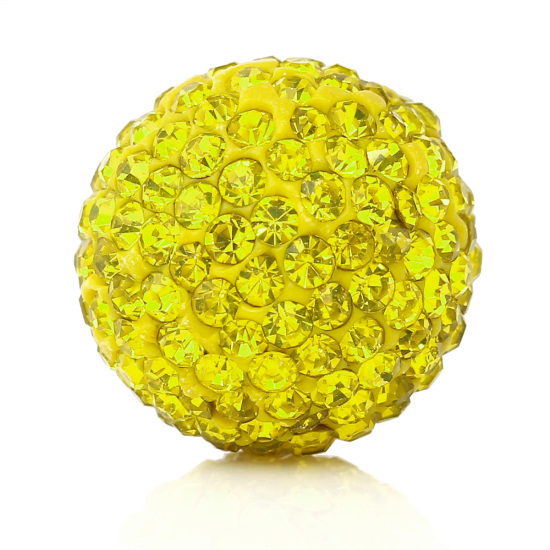 Image de Perle de l'Harmonie Sans Trou pour Pendentif Bola de Grossesse en Pâte Polymère Rond à Strass Fuchsia 16mm Dia, 1 Pièce