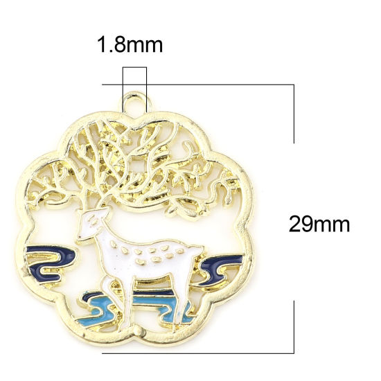Imagen de 10 Unidades Zamak Colgantes Chapado en Oro Blanco Nubes Ciervo Esmalte 29mm x 27mm