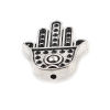 Picture of Zinc Based Alloy Religious Spacer Beads Hamsa Symbol Hand Antique Silver Color (Can Hold ss4 Pointed Back Rhinestone) About 20mm x 16mm, Hole: Approx 1.4mm, 20 PCs