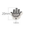 Picture of Zinc Based Alloy Religious Spacer Beads Hamsa Symbol Hand Antique Silver Color (Can Hold ss4 Pointed Back Rhinestone) About 20mm x 16mm, Hole: Approx 1.4mm, 20 PCs