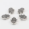 Picture of Zinc Based Alloy Religious Spacer Beads Hamsa Symbol Hand Antique Silver Color (Can Hold ss4 Pointed Back Rhinestone) About 20mm x 16mm, Hole: Approx 1.4mm, 20 PCs